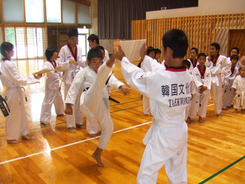 熊本県葦北郡芦北町の空手選手の板割り。上手でした。