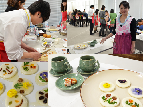 講師は本田朋美先生。手軽に作られるファジョン（お花のチヂミ）が人気でした。