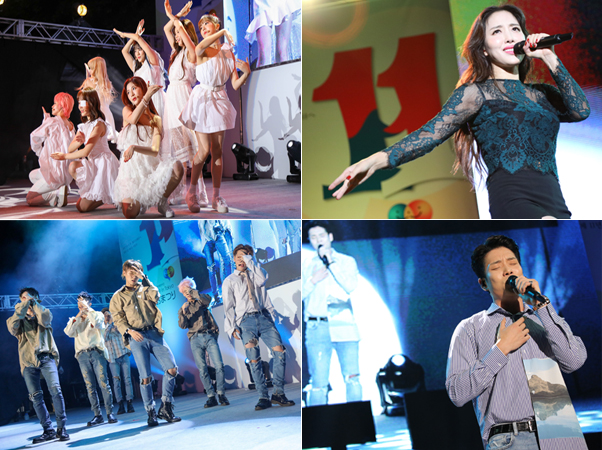 K-POPシークレットコンサート：公園少女(左上) スッケン(右上) ONF(左下) チャンミン(右下)