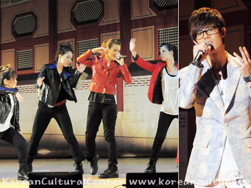 K-POPカバーダンスグループのKNSD（筋肉時代）と歌手 ソン・ユビンさんの公演